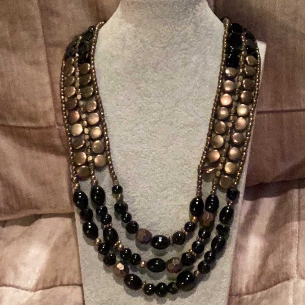 3 layer necklace Beaded and metal 24-25”
